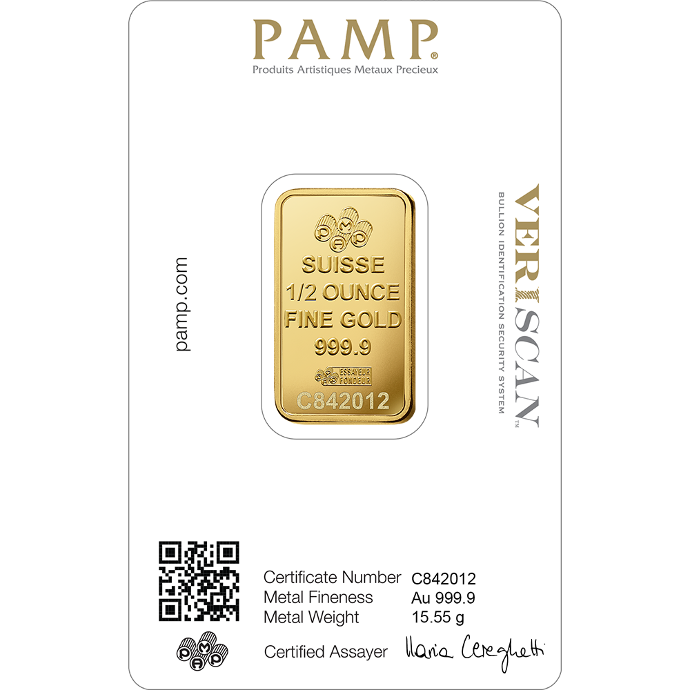 PAMP 1/2 Ounces Gold Bar Lady Fortuna™ Gold Minted Bar - 1/2 oz