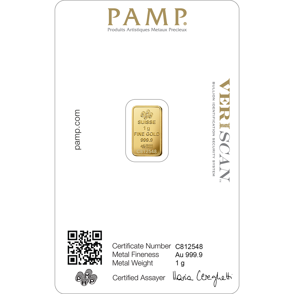 PAMP 1 Gram Gold Bar Lady Fortuna™ Gold Minted Bar - 1g