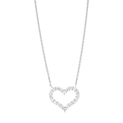 Open Heart Diamond Pendant Necklace (on chain)