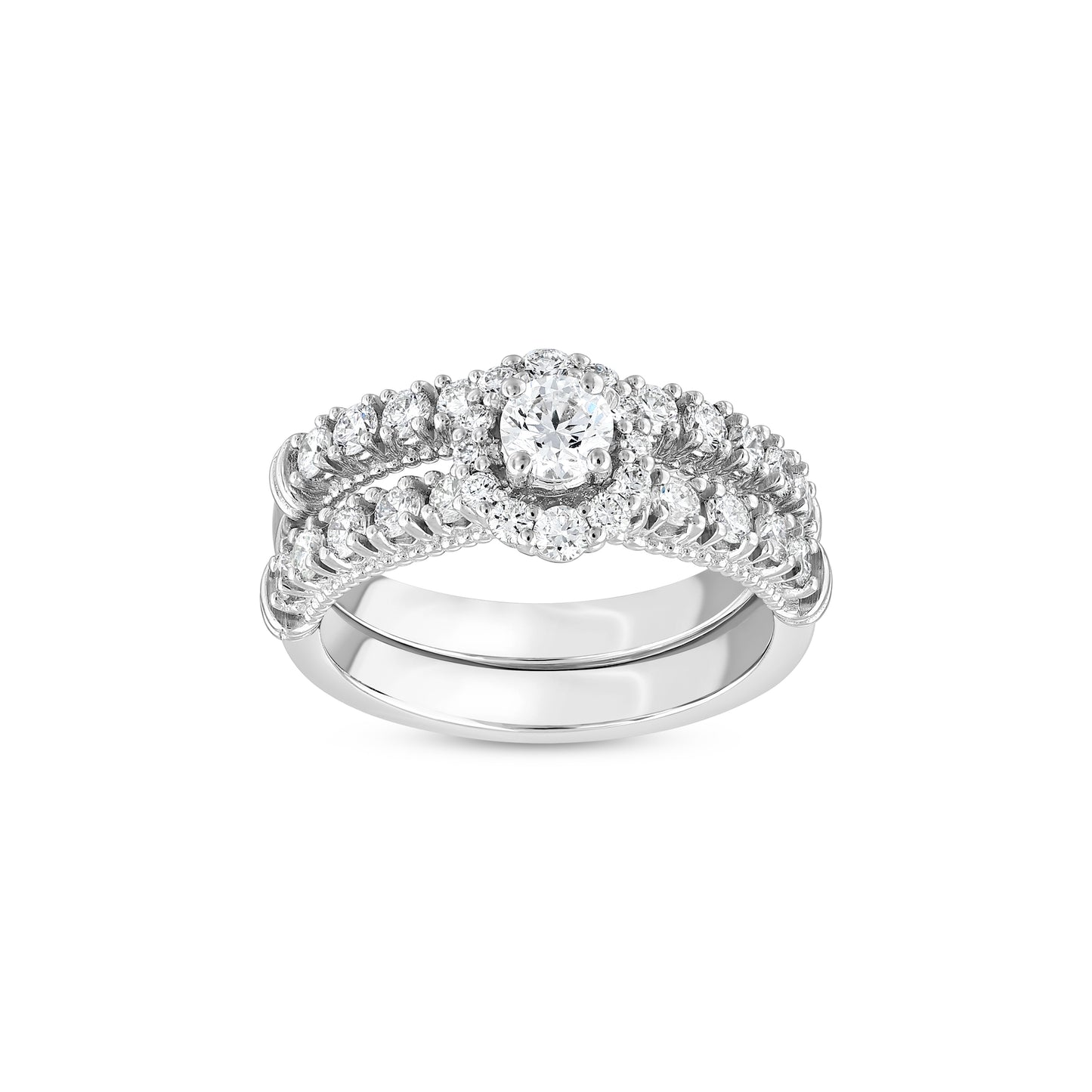 Round Brilliant Halo Pavé Diamond Ring