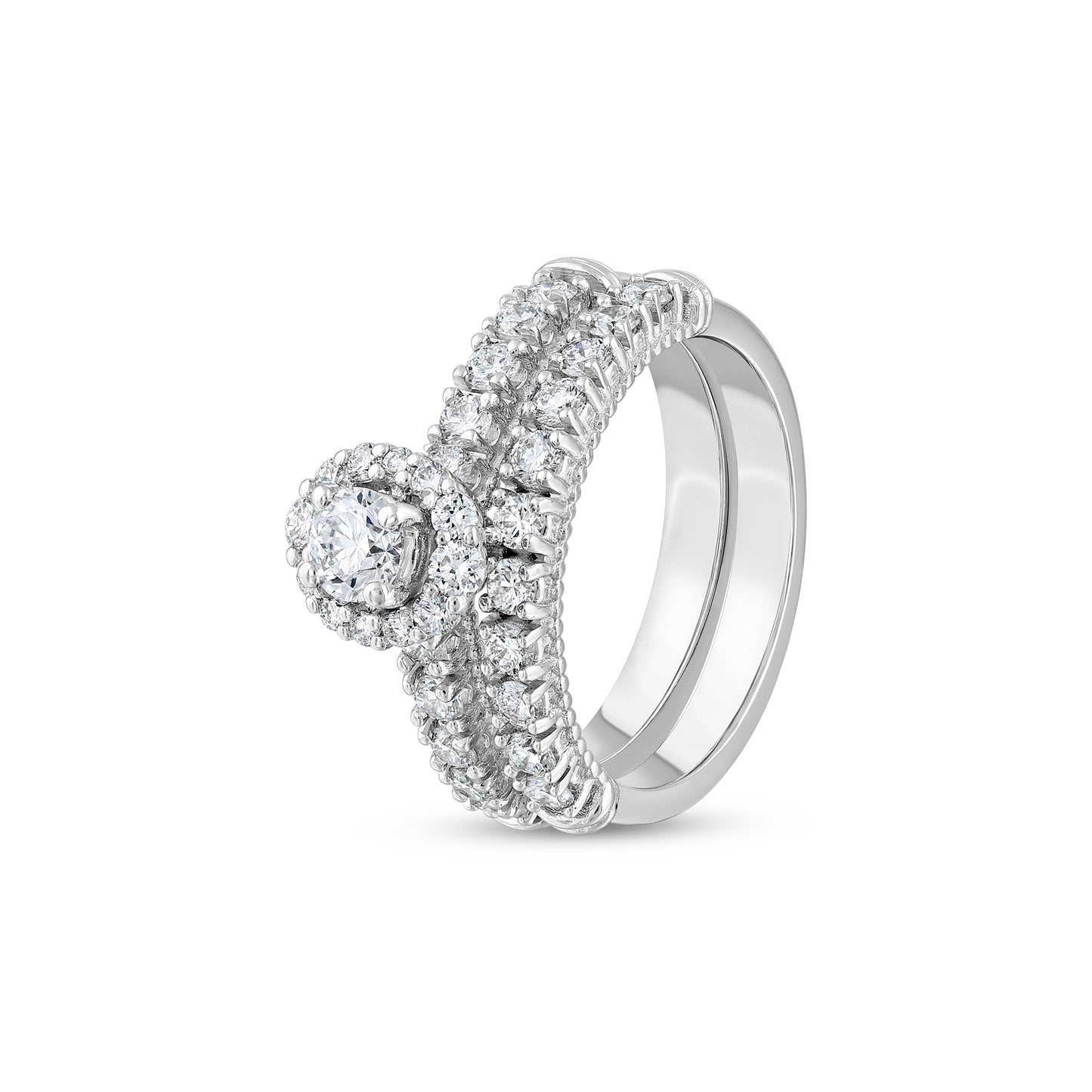 Round Brilliant Halo Pavé Diamond Ring