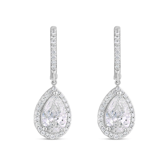 Teardrop Halo Dangle Earrings