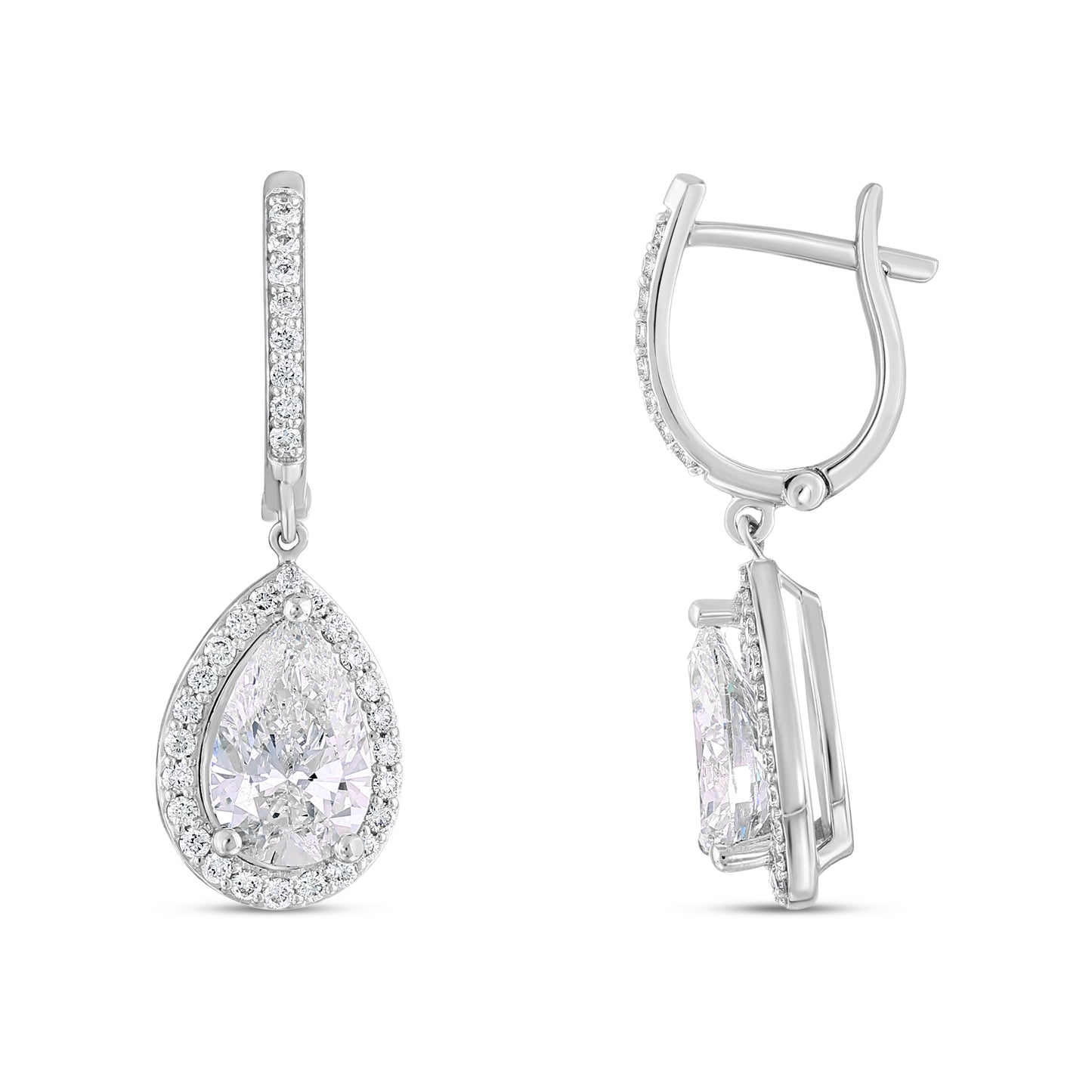 Teardrop Halo Dangle Earrings