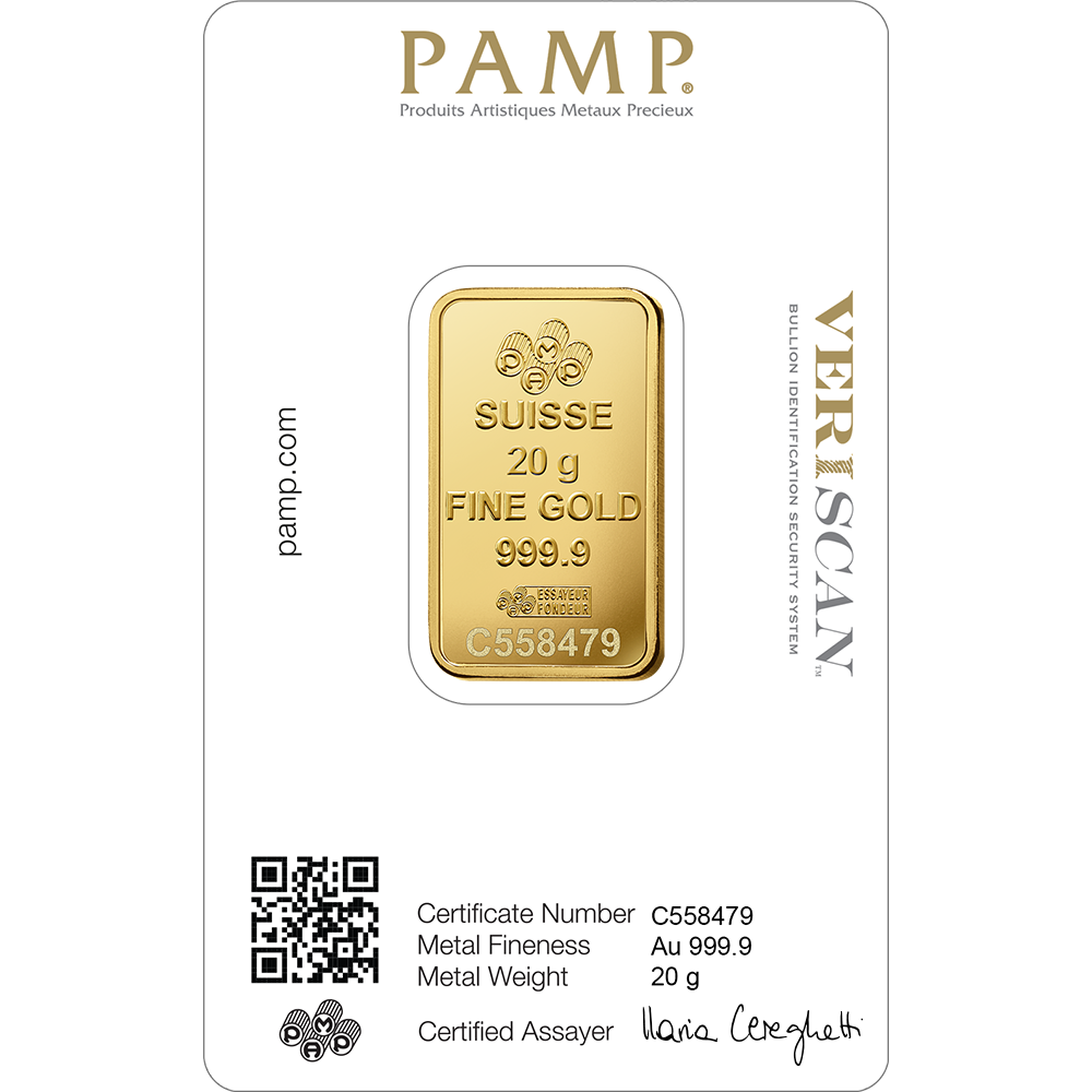 PAMP 20 Grams Gold Bar Lady Fortuna™ Gold Minted Bar - 20g