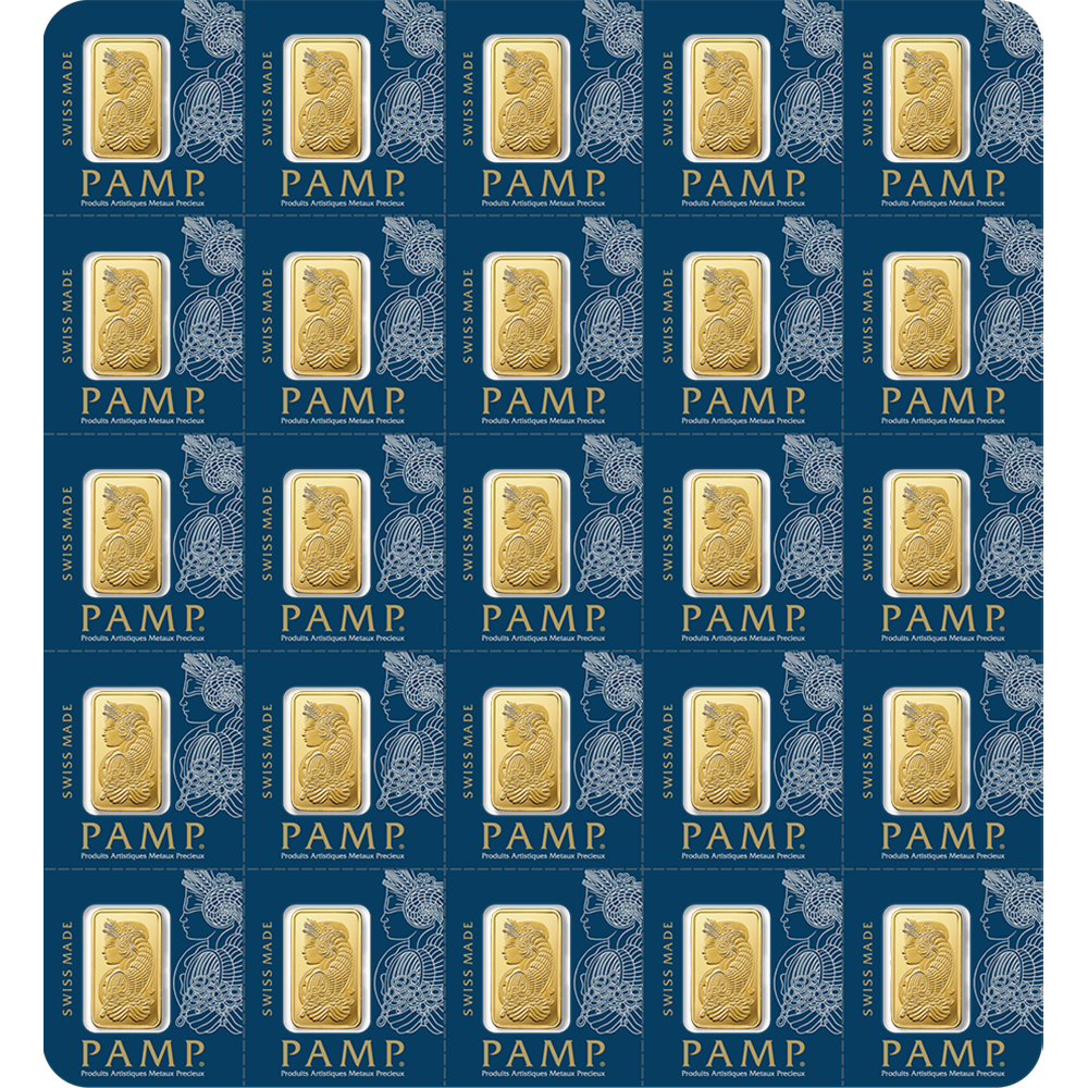 PAMP MULTIGRAM+25 Grams Gold Bar Lady Fortuna™ Gold Minted Bar - MULTIGRAM+25
