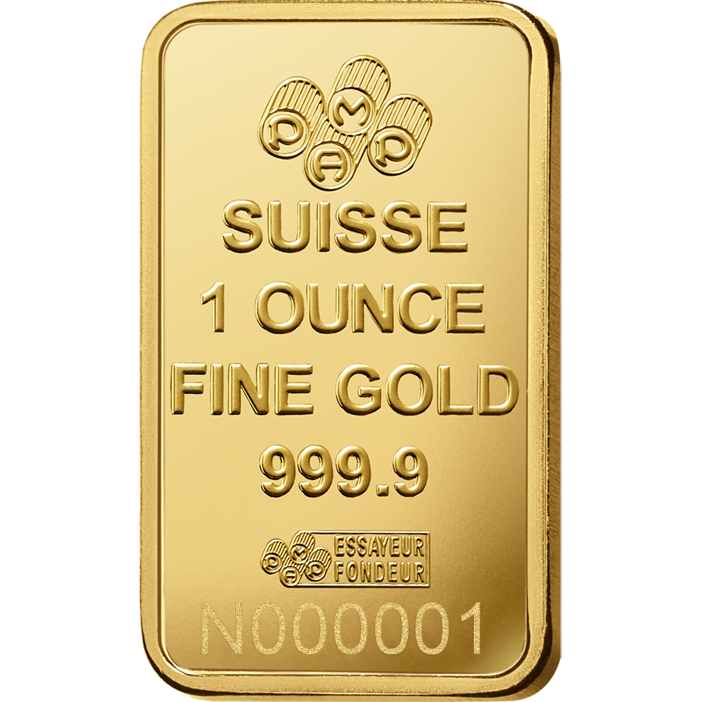 PAMP 1 Ounce Gold Bar Lady Fortuna™ Gold Minted Bar - 1oz