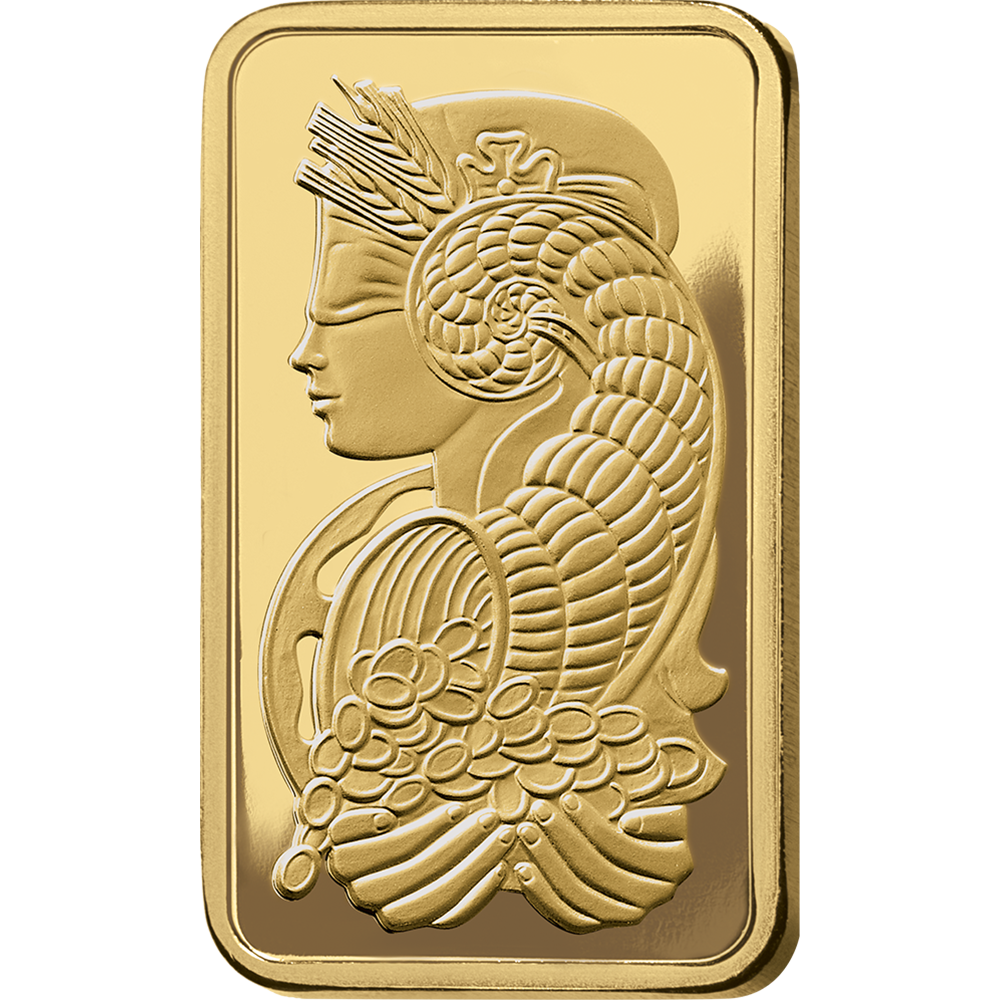 PAMP 5 Ounces Gold Bar Lady Fortuna™ Gold Minted Bar - 5oz