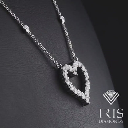 Open Heart Diamond Pendant Necklace (on chain)